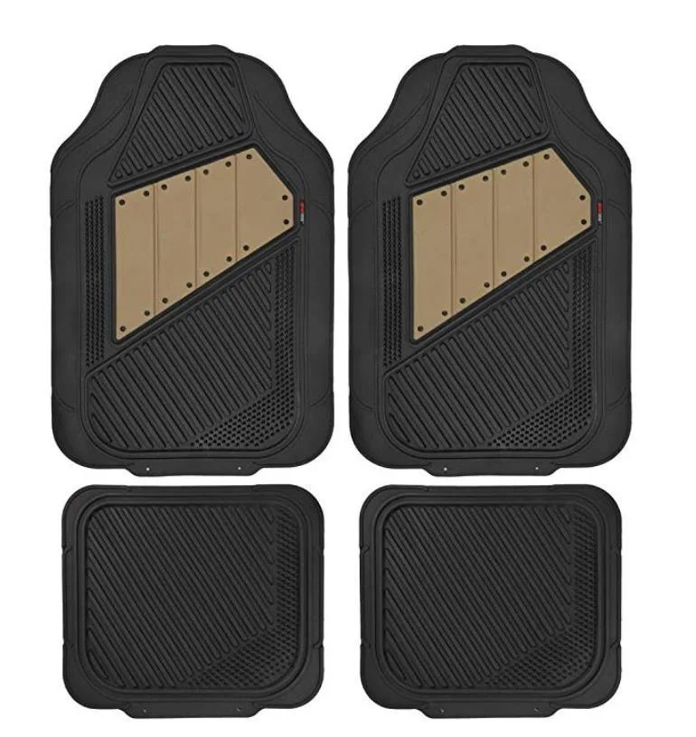 Black &amp; Beige 2 Tone Rubber Car Floor Mats for Auto