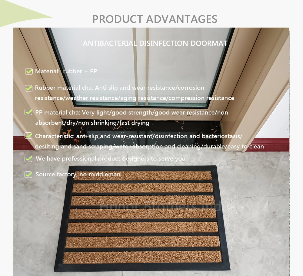Antibacterial Rubber Backed Polypropylene Rugs Coil Cushion Entrance Floor Carpet Door Mat