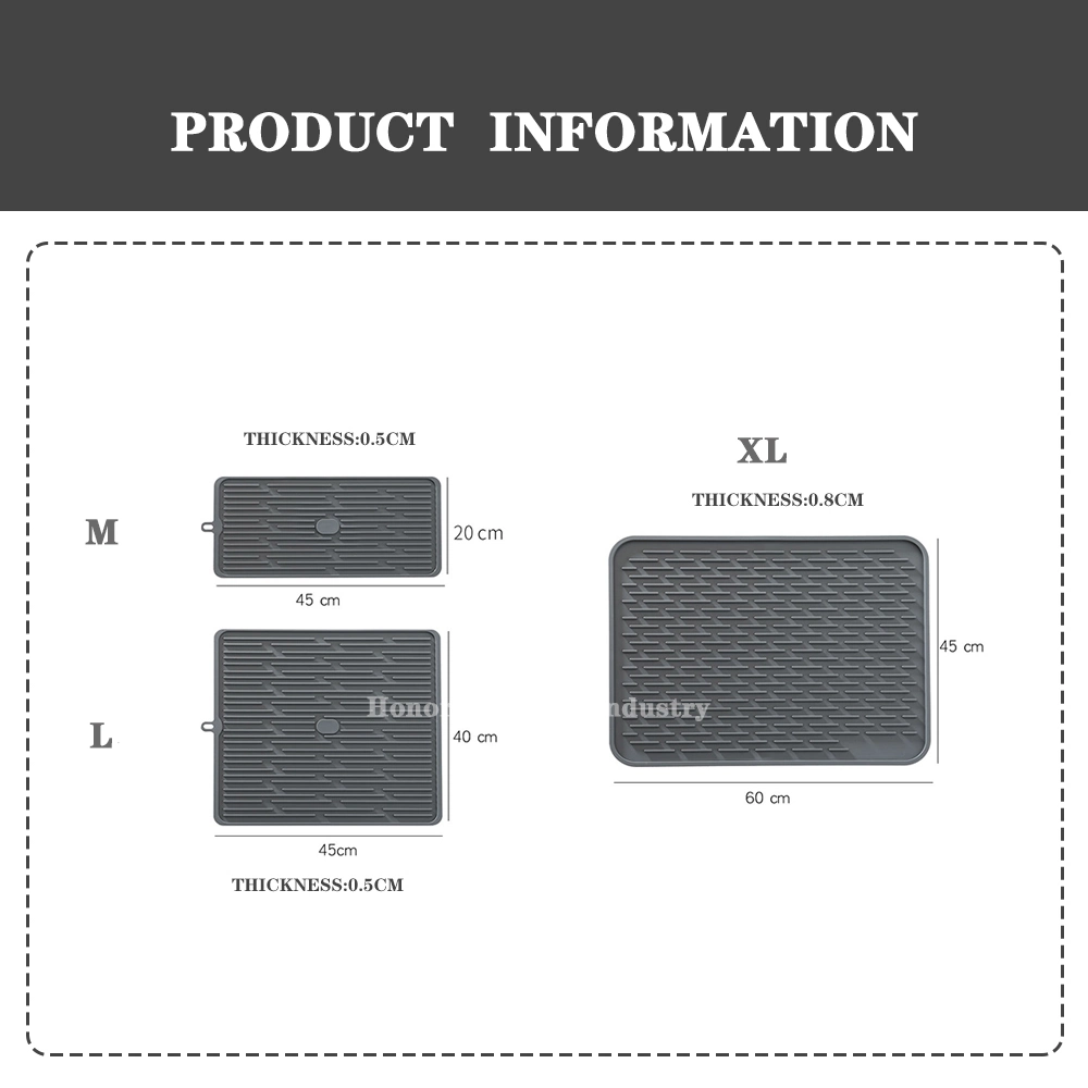 Silicone Mat for Kitchen Counter Heat Resistant Nonskid Table Mat Countertop Protector, Gray