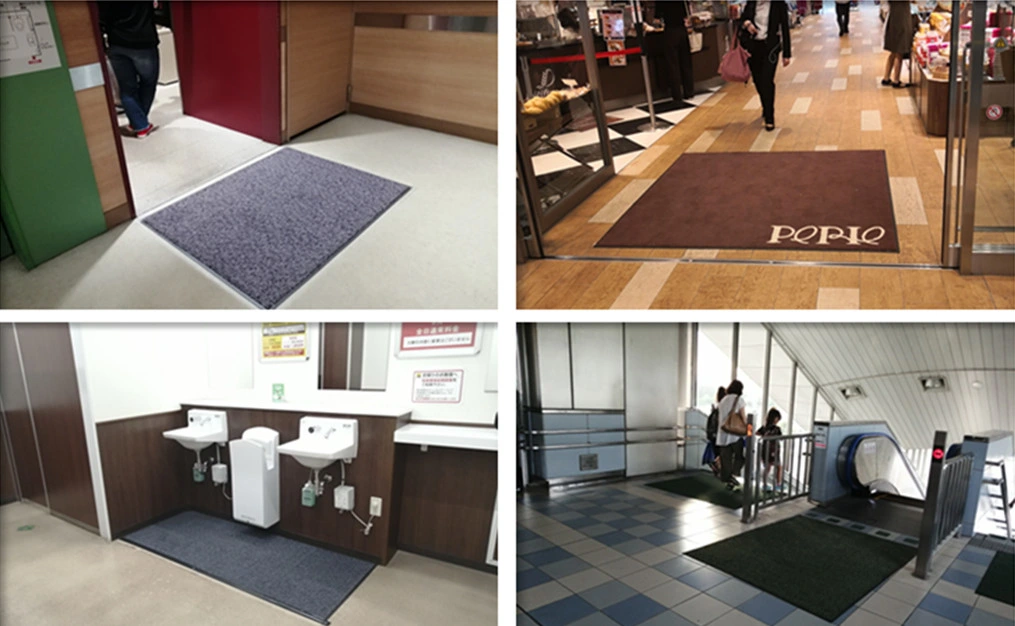 Logo Machine Washable Absorbent Dust Control Rubber Backed Entrance Carpet Door Mat