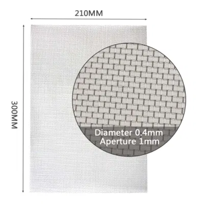 Stainless Steel Woven Wire 20 Mesh - 12"X8" (30X21cm) Metal Mesh Sheet 1mm Hole