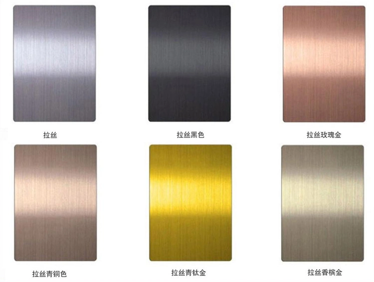 Hairline/No. 4 Satin Champagne Gold AISI 201 304 316 SUS Stainless Metal Sheet 0.8mm Gold Black Mirror Surface Stainless Steel Sheet
