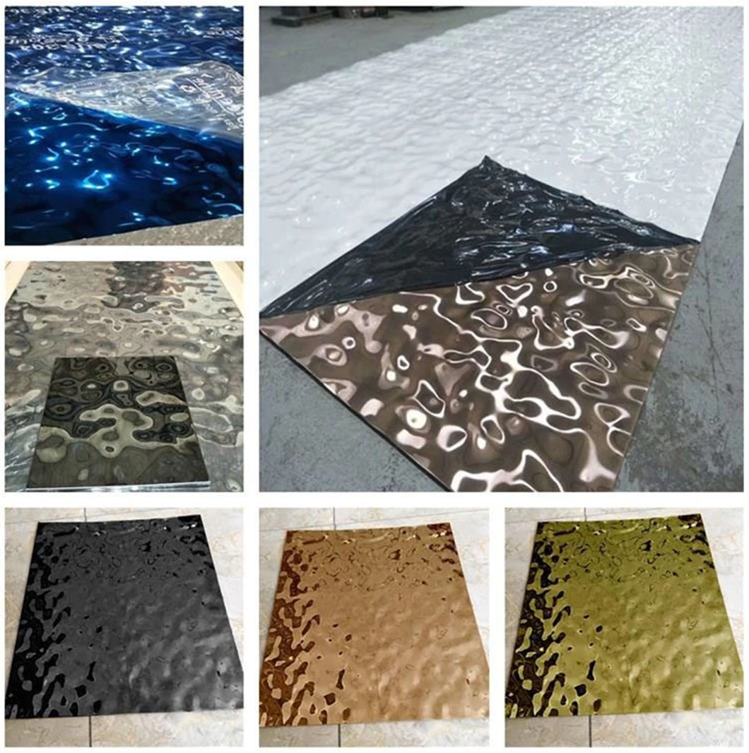 0.6-1.5mm Thick 0.5m 0.8m 1m 1.5m Width Water Ripple Stainless Steel Sheet Applied in Decorative Wall Panels Plates