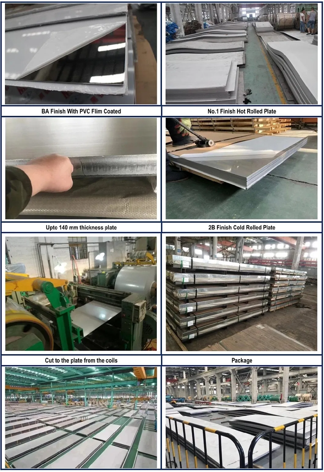 High Strength Cold Rolled ASTM 201 202 301 304 309S 310S 2b No. 1 Ba No. 8K Mirror Brushed Stainless Steel Plate