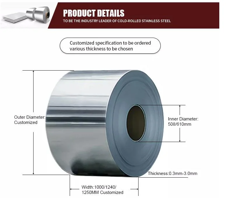 Professional Export 2b/Ba/No.1/No.4/Hl/8K/Mirror/Polished Ss Metal Coil/Strip Cold Rolled/Hot Rolled 201 304 316 309S 310S 430 904L Stainless Steel Circle Coil