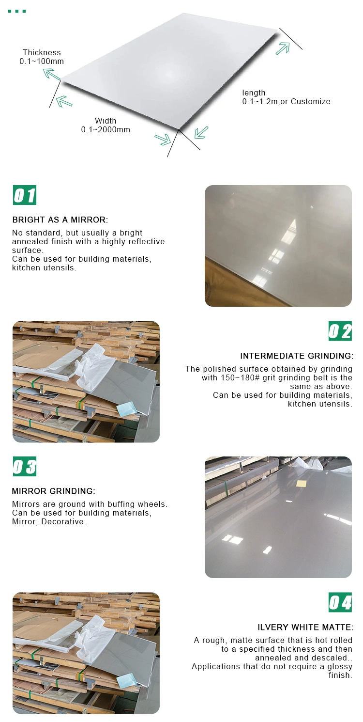 Cold Rolled 304 304L 316 316L 1.0mm 1.5mm 2mm Stainless Steel Sheet