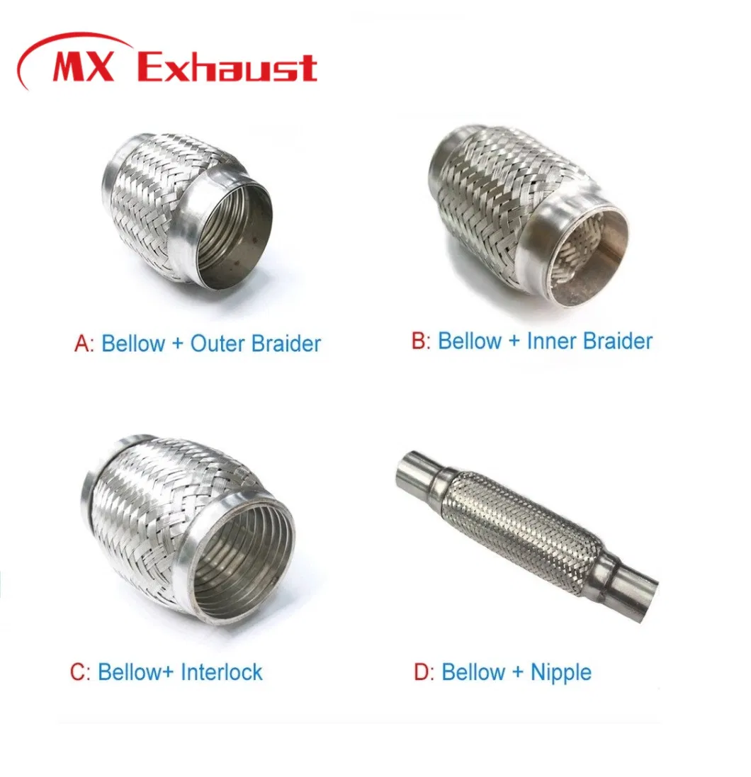 Exhaust Muffler Corrugation Flexible Pipe Stainless Steel Mesh Exhaust Flex Tube with Interlock Muffler