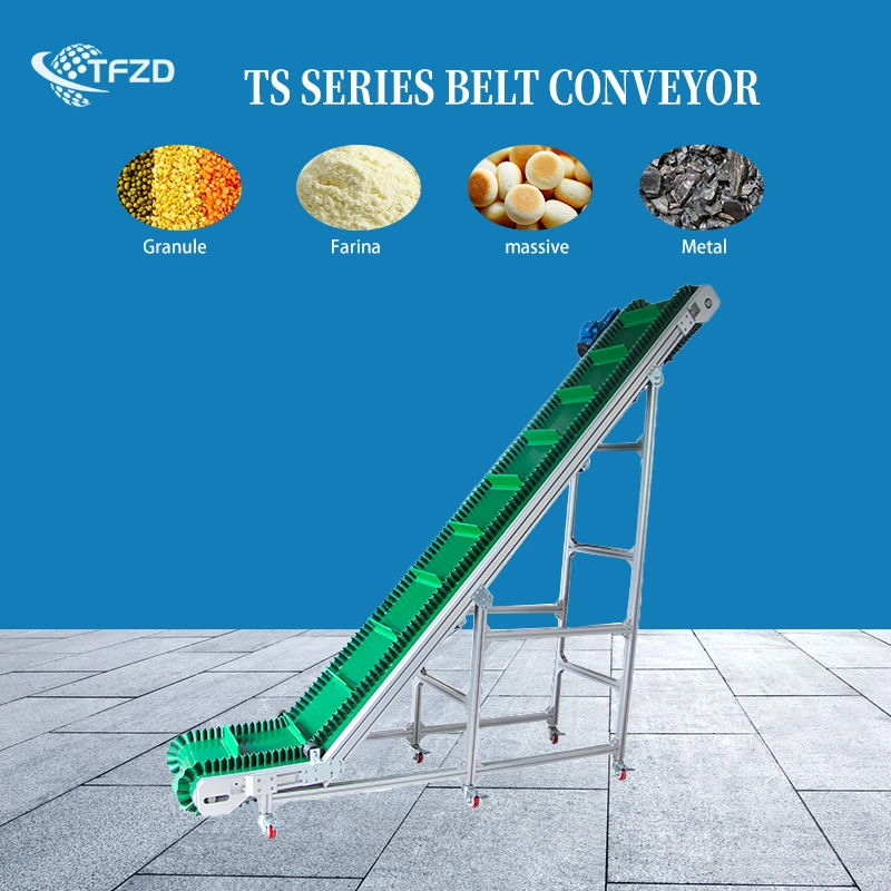 Stainless Steel Structure Inclined Lift Conveyor Belt for Finished Bag