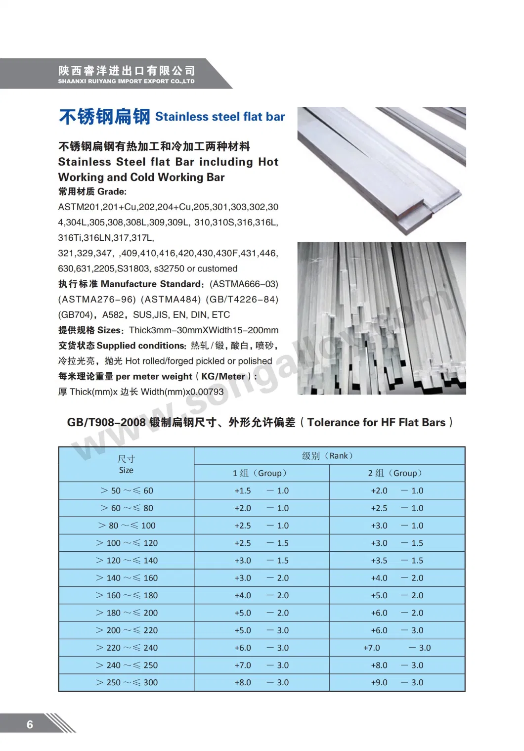 Cold Drawn 304/304L Stainless Steel Flat with Bright Finish