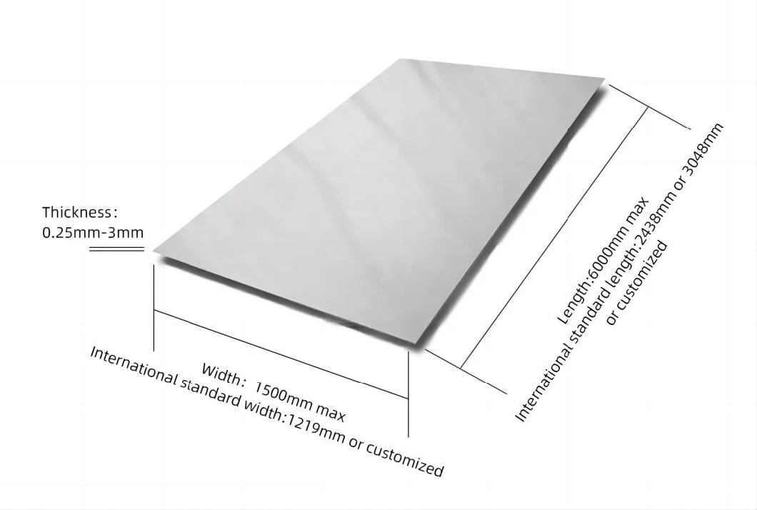 Ss Sheet 1-3mm Cold Rolled 3-120mm Hot Rolled No. 1 2b Ba No. 4 201 304 304L 316 316L 321 310S Stainless Steel Sheet