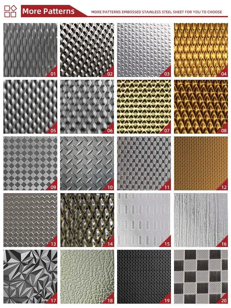 High Quality Ba 1.0mm 1.2mm Embossed Stainless Steel Pattern Sheet 1219mm Width for Decorative Fabrications