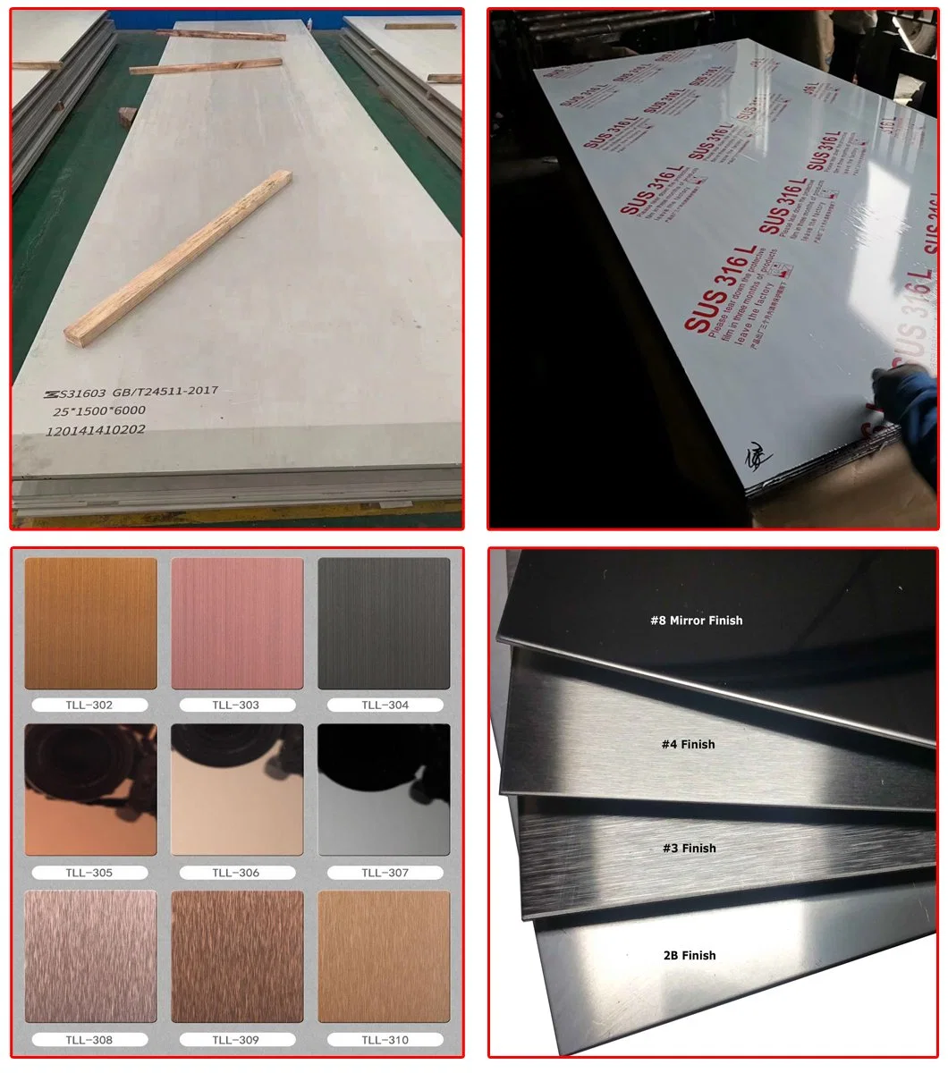 Ss Metal Sheet Building Material 2b Ba No. 4 Hot Rolled Brush Hairline Mirror 201 202 301 304 310S 410 409 430 Cold Rolled Stainless Steel Plate