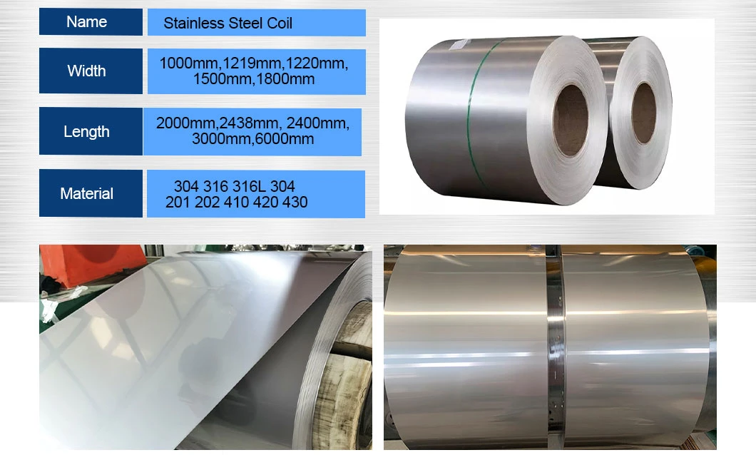 ASTM/JIS 201 202 304 316 430 2b Ba Hot/Cold Rolled 0.3-3mm Tisco Ss Iron Stainless Steel Coil for Building Material