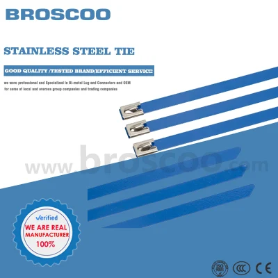  Brida de nylon autoblocante de marcador de cable de PVC tipo bola 316/SS304 Acero inoxidable recubierto de PVC