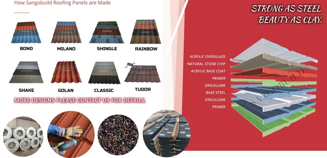 Ghana Namibia Kenya 26 Gauge Metal Roof Tiles Factory Price UV Heat Resistance Stainless Construction Material Colorful Plate Stone Coated Steel Roofing Sheets