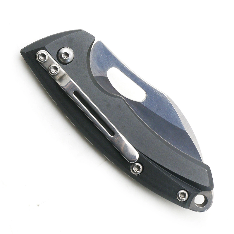 4.64&quot;Closed Aluminium+Wood Handle Mirror Finished Blade Spring Assistant Knife