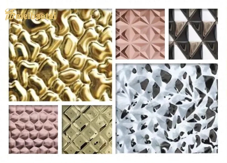 New Design Decorative Materials Customized Patterm 201 Gold Rose 3D Decorative Stainless Steel Sheet