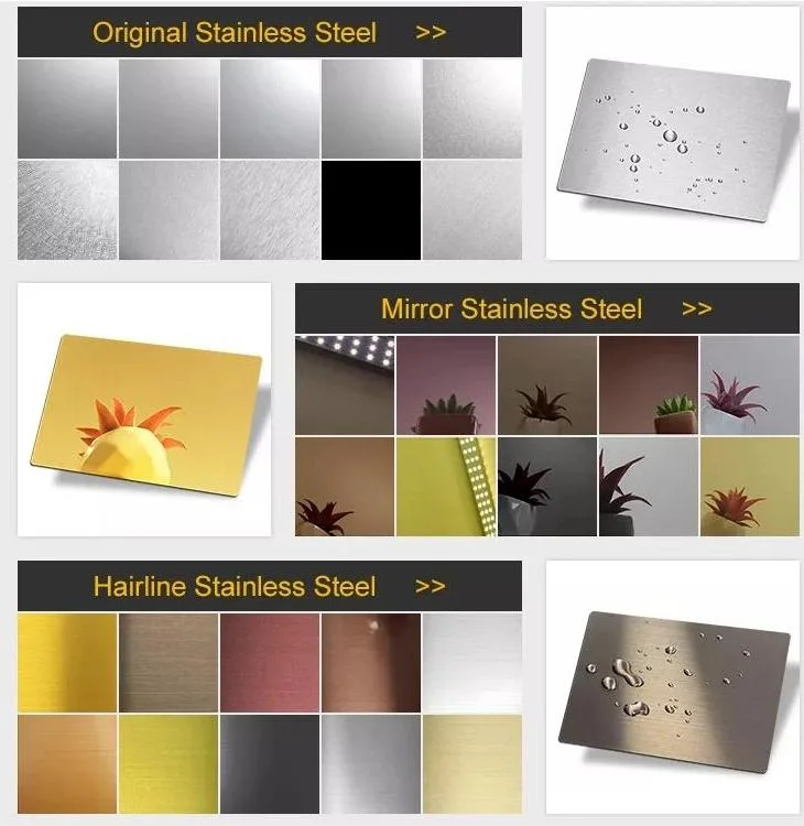 Decorative Gold /Rose Gold 201 430 304 316 304L Color Stainless Steel Sheet Stamped for Ceiling/ Wall Decoration