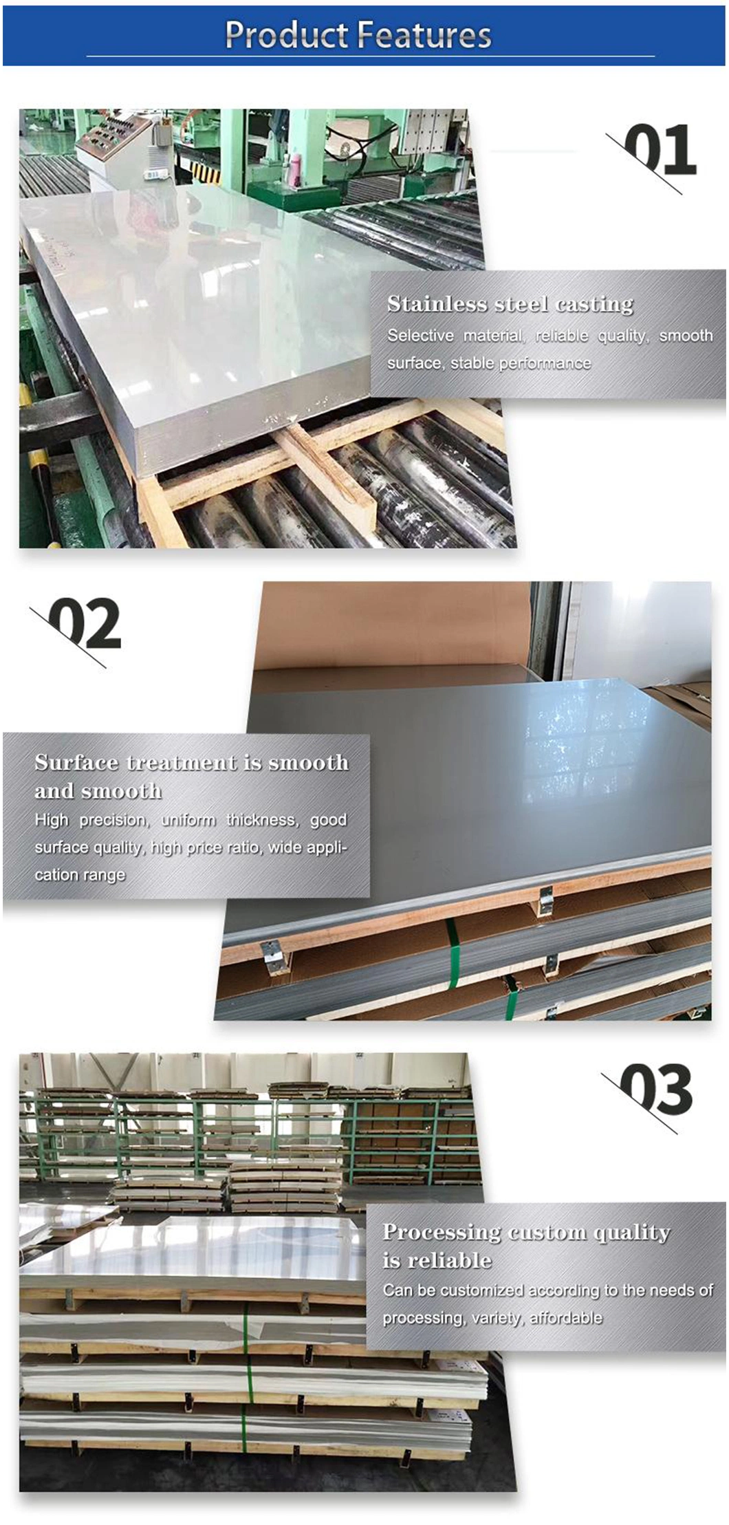 ASTM/ASME Hot/Cold Rolled SS304/316/430ba/410/630/904L/718/800 Surface Ba/2b/No. 1 Stainless Steel Sheet/Plate for Construction