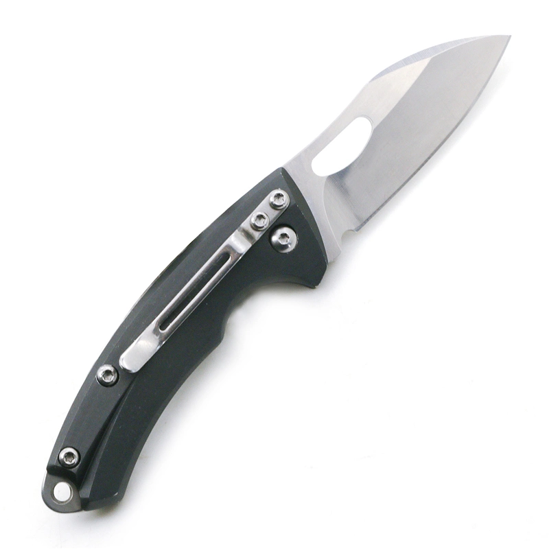 4.64&quot;Closed Aluminium+Wood Handle Mirror Finished Blade Spring Assistant Knife