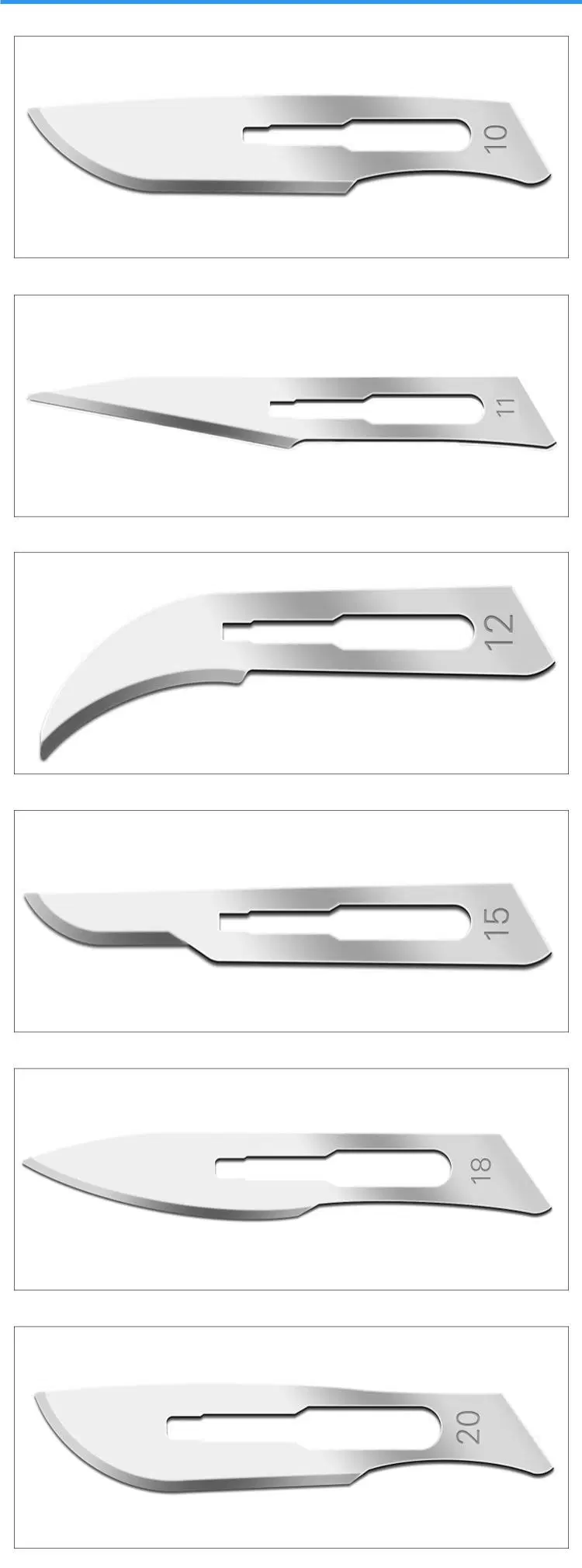 Gamma Ray Sterilized Carbon Steel or Stainless Steel Surgical Scalpel Blade