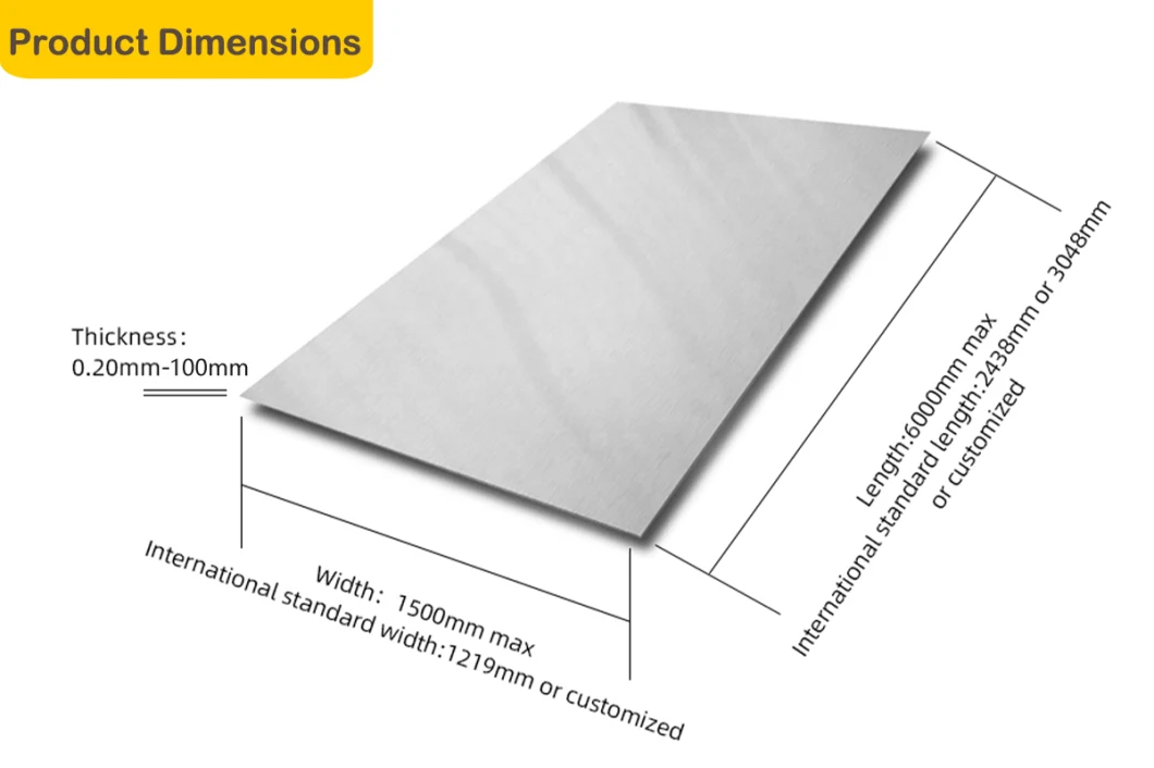 Cold/Hot Rolled Ss Sheet Grade 201 202 304 316L 309S 321 410 420 430 Stainless Steel Plate