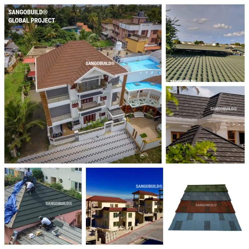 Ghana Namibia Kenya 26 Gauge Metal Roof Tiles Factory Price UV Heat Resistance Stainless Construction Material Colorful Plate Stone Coated Steel Roofing Sheets