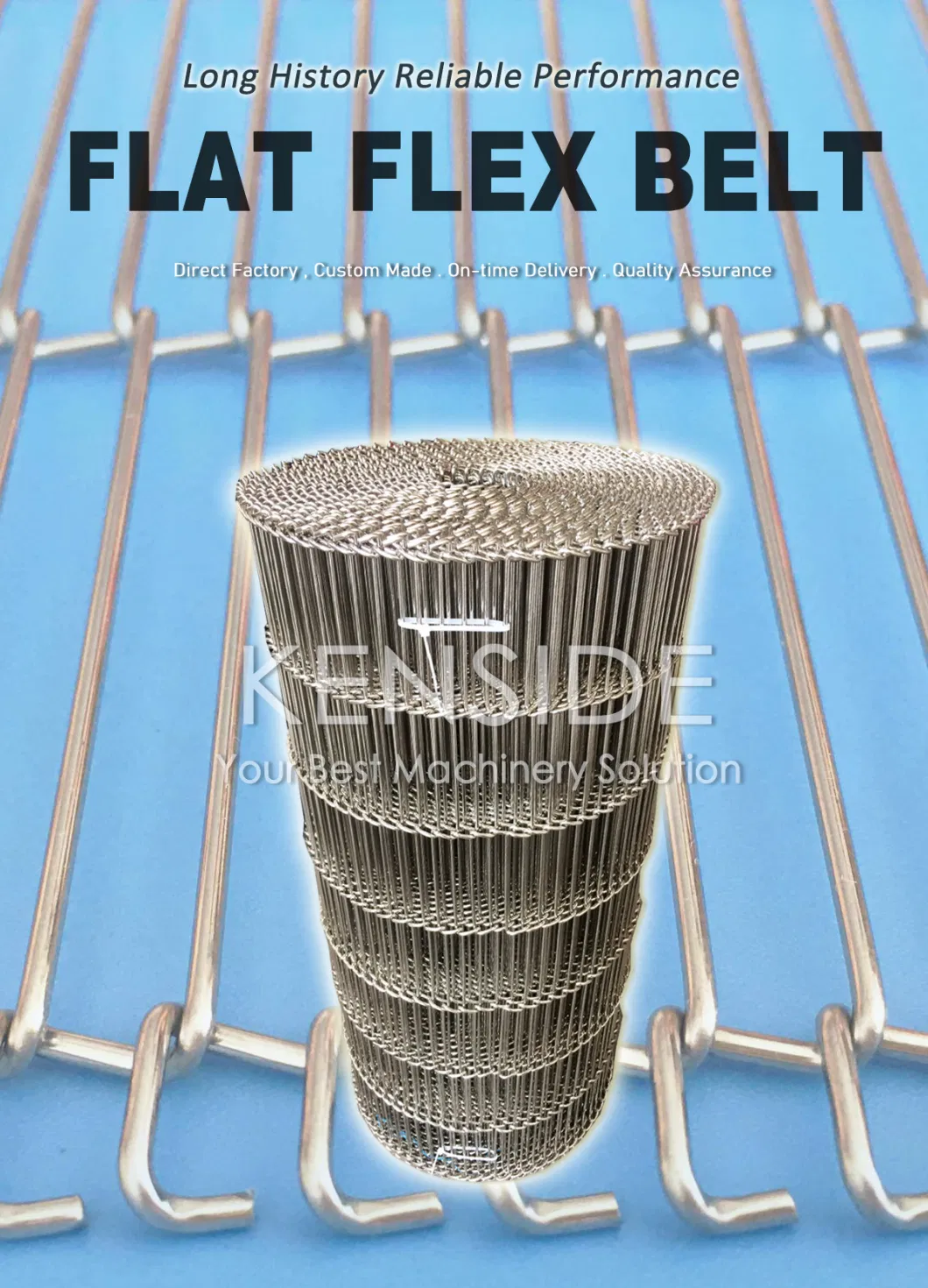 Heat Resistant Stainless Steel Flat Flex Belt for Food Plants, Food Industry