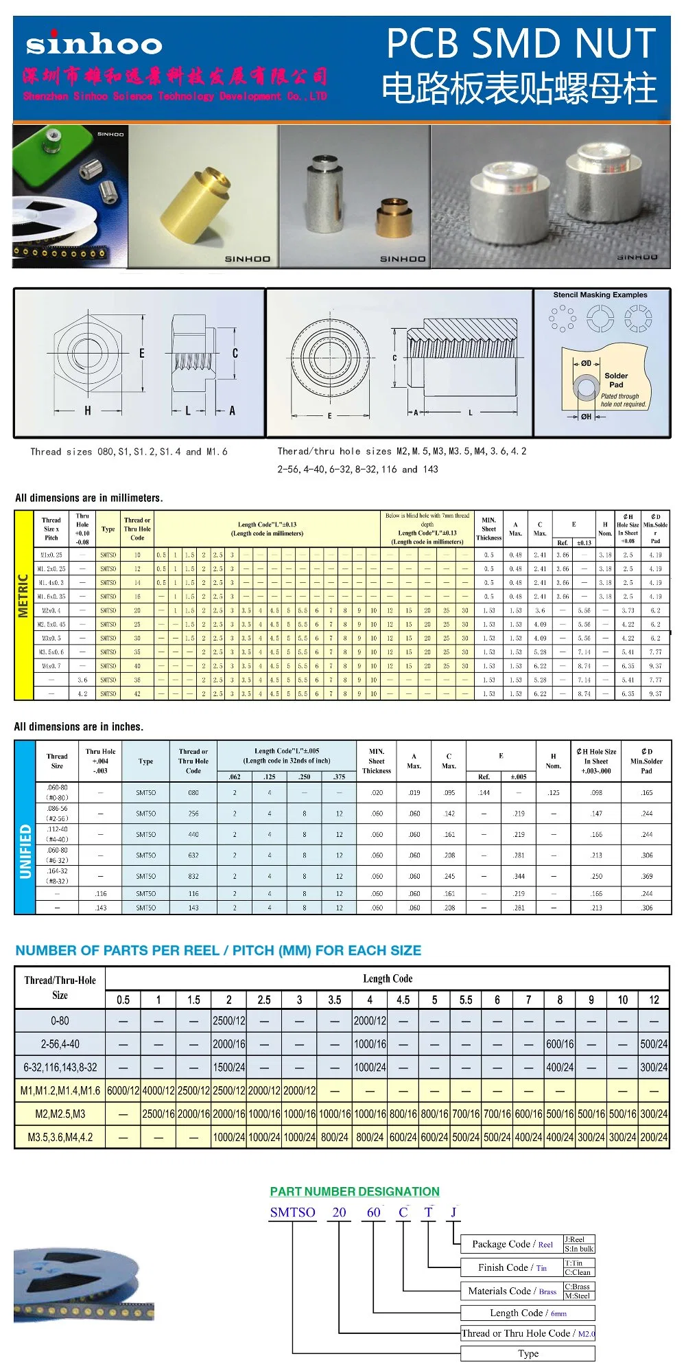 SMT Nut PCB Nut Smtso-M2-4et Tin, Steel Reel