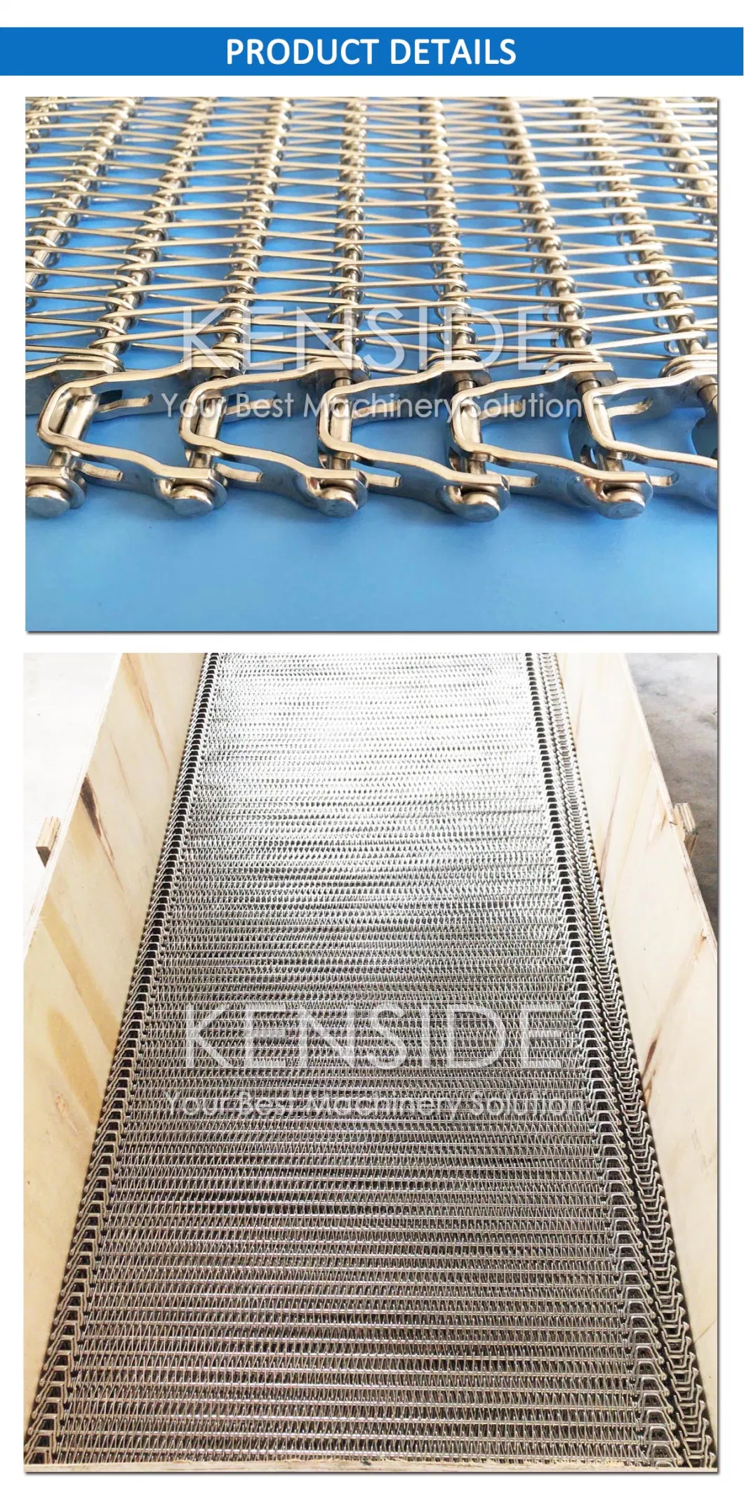 Stainless Steel Belting Spiral Conveyor Belt for Food Plants, Food Machines