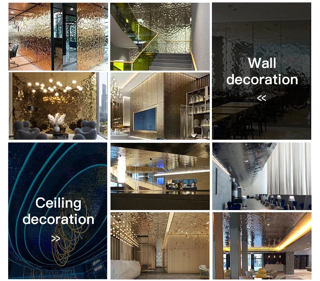Decorative Stainless Steel Sheet Stamped/Water Ripple Effect for Ceiling Decoration