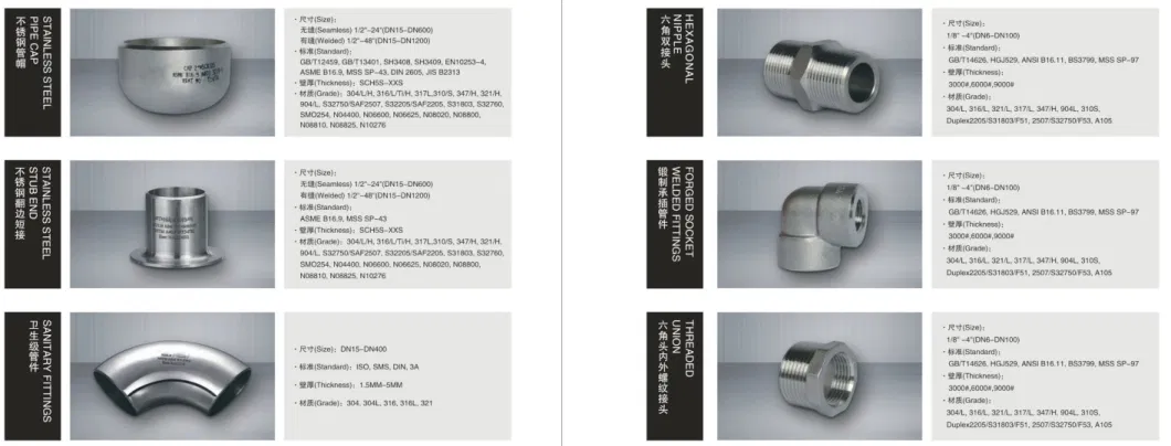 Factory Direct Fittings Stainless Steel 304 Hex Reducing Double Female/Male Thread Dimension