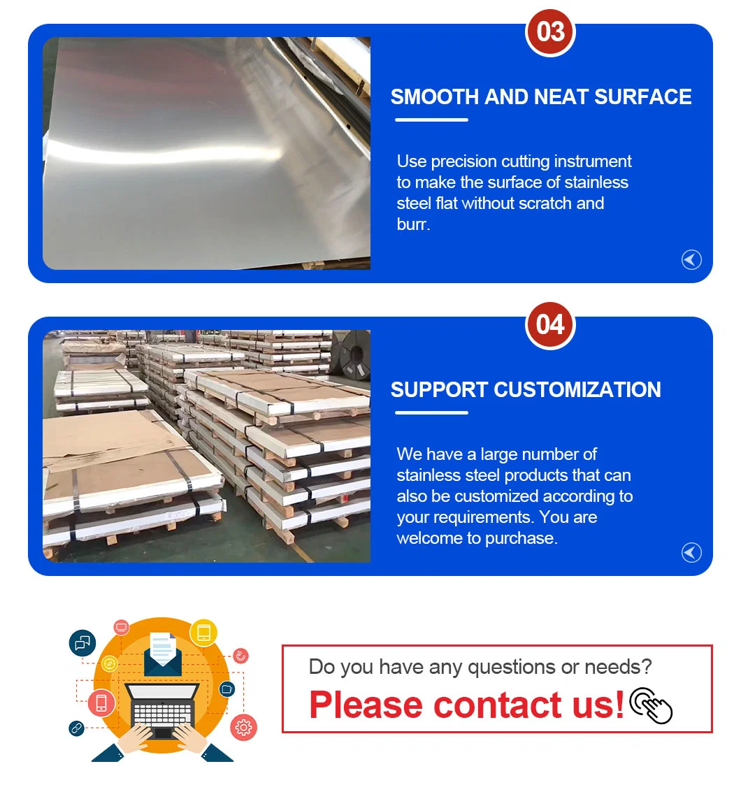 304/304L/316/409/410/904L/2205/2507 Stainless Steel Plate/Sheet Hot/Cold Rolled and Mirror Stainless Steel Sheet