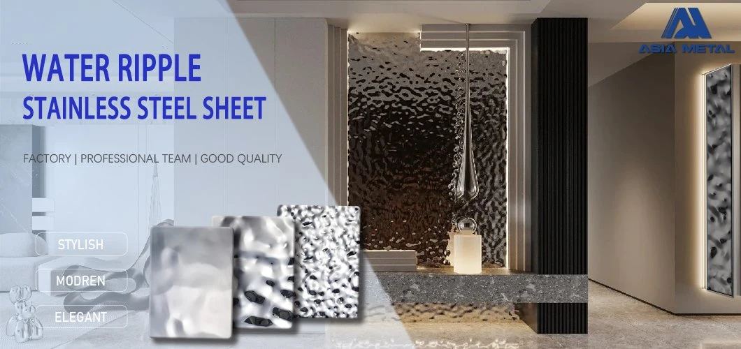 304 316 Miror Polished Water Wave Stainless Steel Sheet for Ceiling Decoration