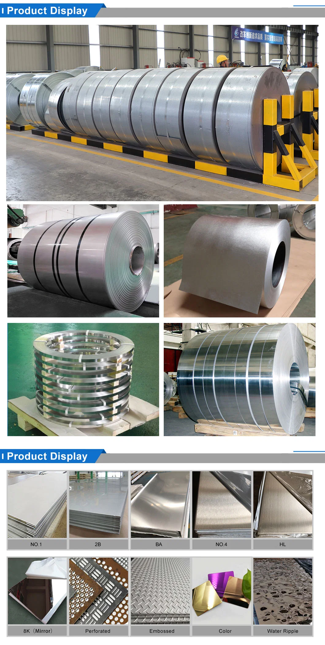 ASTM Hot/Cold Rolled 201 301 304 304L 316 316L 309S 409 410 444 904L 2205 2507 Stainless Steel/Aluminum/Carbon/Galvanized/PPGI/Tin Strip Sheet Coil Supplier