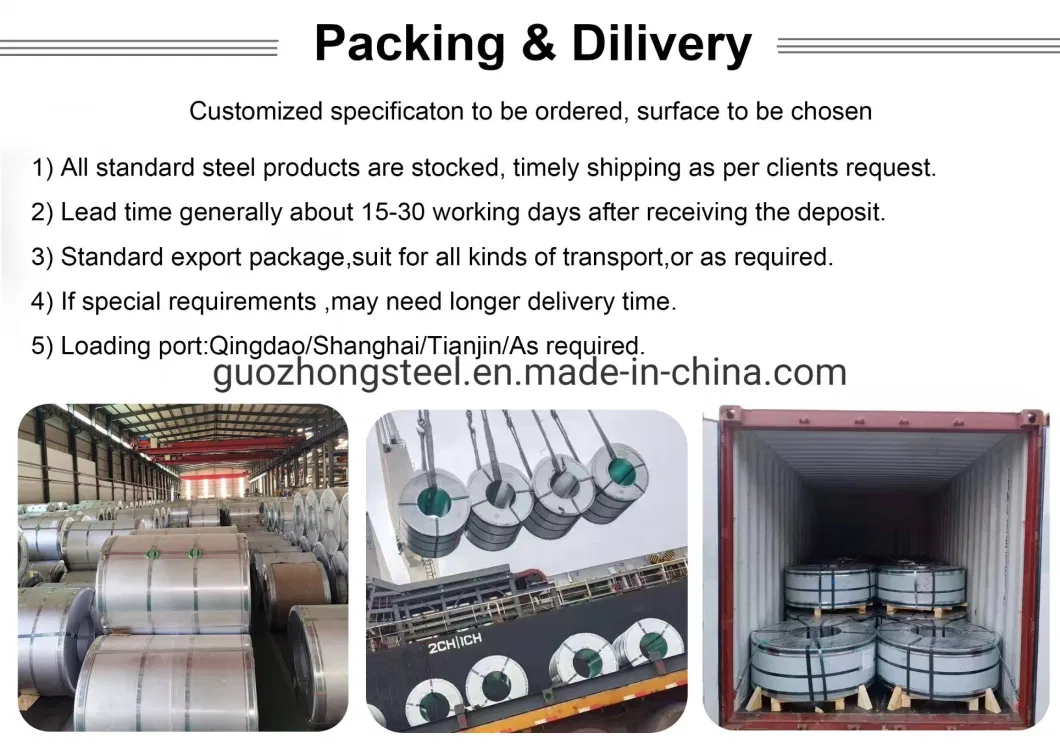 Aiyia Ss Steel Coil/Sheet/Plate/Strip 201/202/204/301/302/304/306/321/308/310/316/410/430 904L/2b/Ba/Stainless Steel Coil