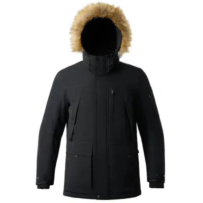 Down Parka Jacket Men′s Coats Outdoor Pocket Long High Quality Winter Clothes Clothing Black Casual