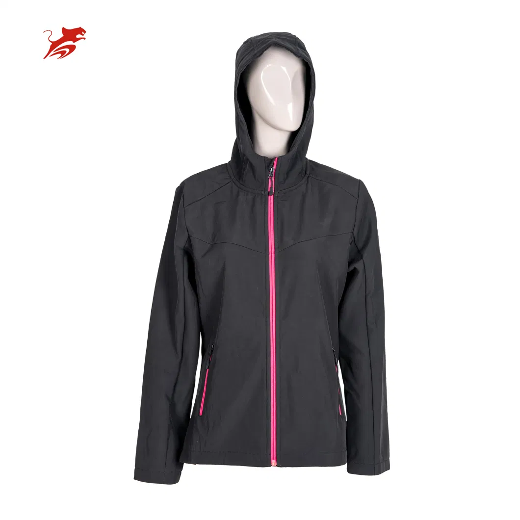 Asiapo China Factory Custom 4-Way Stretched Women&prime;s Windbreaker Outdoor Sports Mountain Waterproof Regular Snow Outdoor Softshell Hooded Jackets
