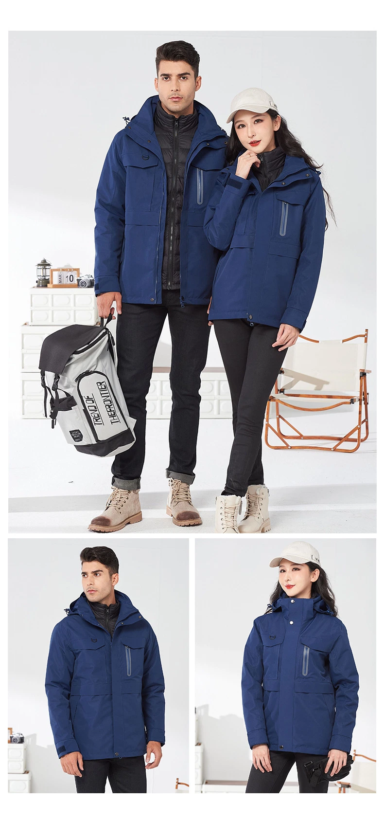 Wholesale Down Liner 3-in-1 Men&prime;s Winter Outdoor Coat Waterproof Jacket