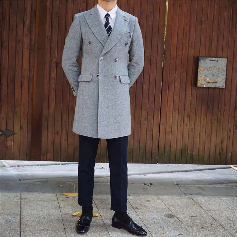 Spring / Autumn Cotton Customized Garment Men Jacket Wool Overcoat Dust Coat