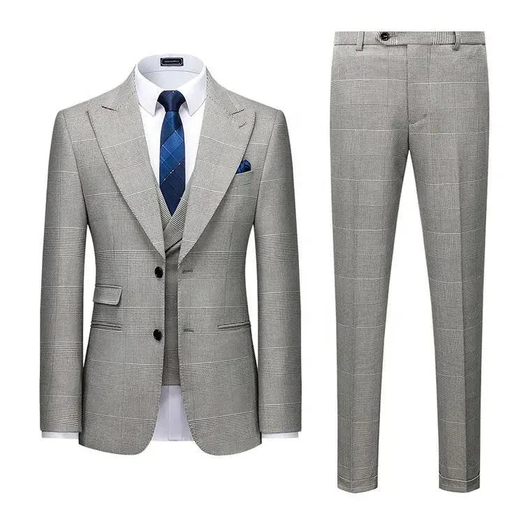 OEM Three-Piece Men&prime;s Suit Stylish Slim Office Wedding Suit Jacket + Pants + Vest