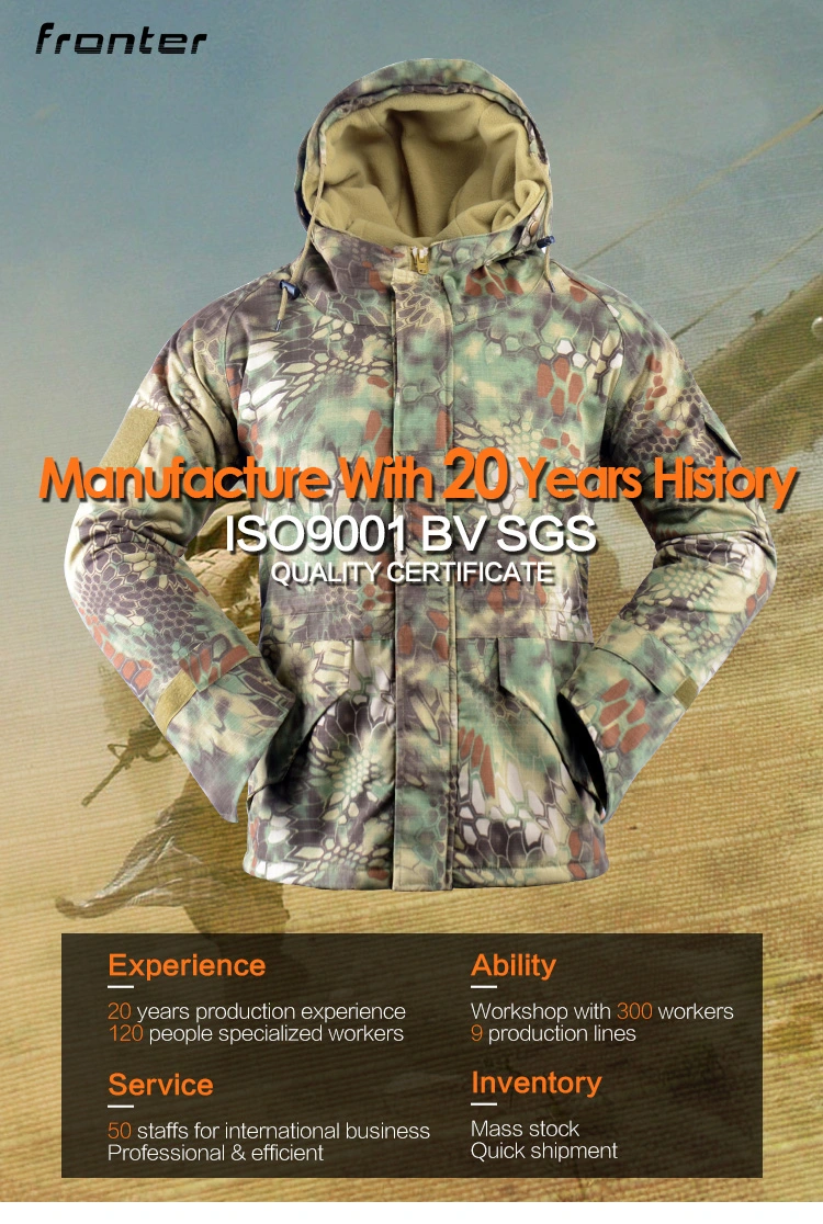 Outdoor Tactical Men&prime;s Fleece Military Jacket - Waterproof and Windproof