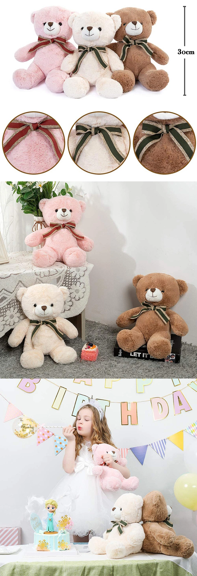 Free Sample Hot Selling Plush Bear Toy Origin Plush Toy Manufacture Custom Teddy Bear with Bow