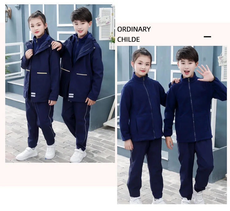 Wholesale Primary and Secondary School Students 3-in-1 Two-Piece Waterproof Jacket