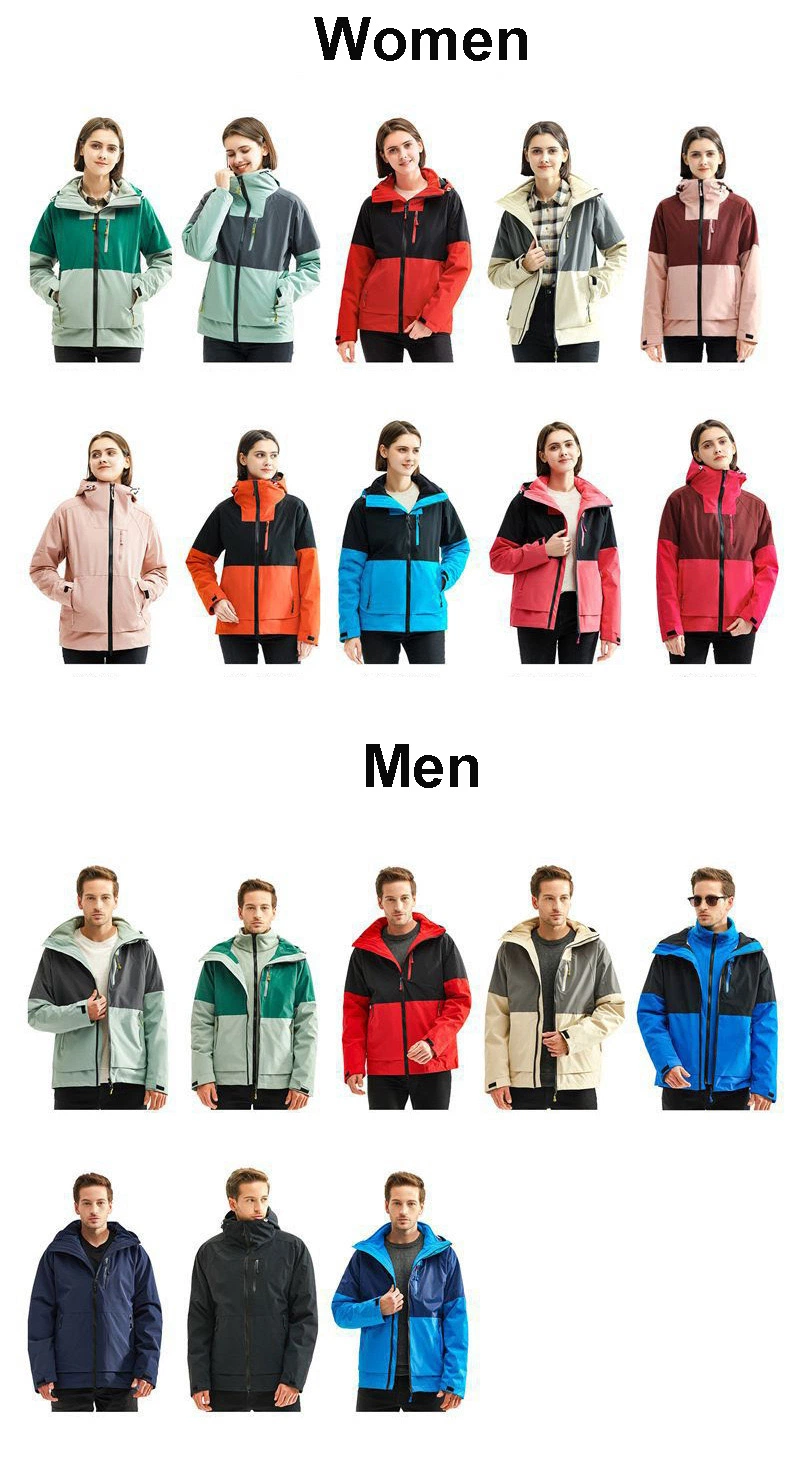 Men&prime;s Women&prime;s Waterproof Winter 3 in 1 Camping Fishing Hiking Trekking Climbing Ski Jackets Thickend Windbreaker Coat