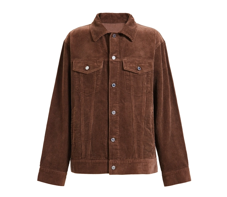 Custom OEM Men Corduroy Jacket Thick Cotton Vintage Turn Down Collar Solid Color Coat
