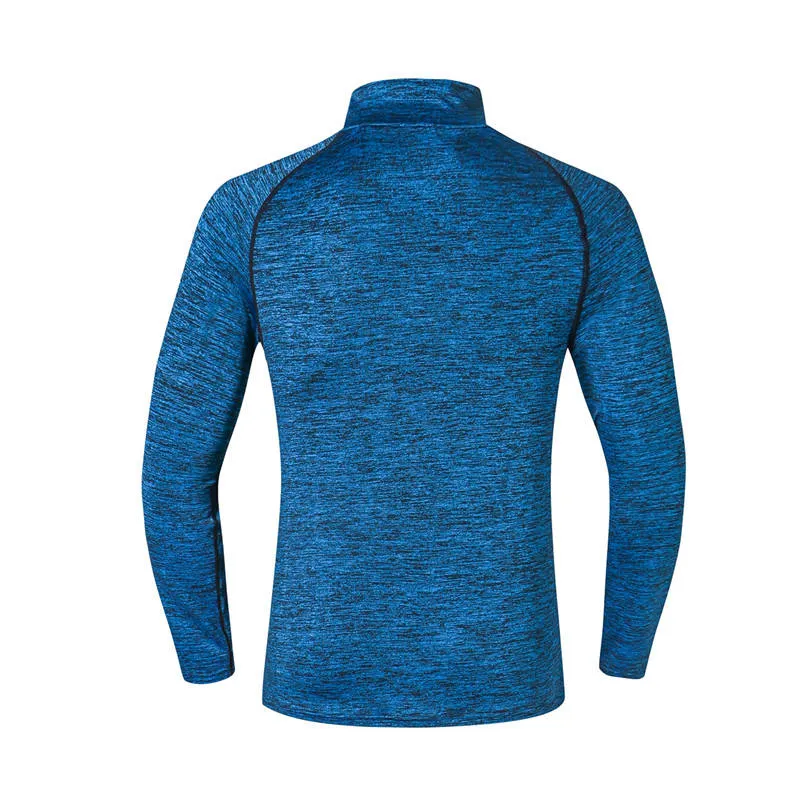 Sports Long-Sleeved T-Shirt Man Half-Open Collar Quick Dry Clothes Outdoor Ventilation