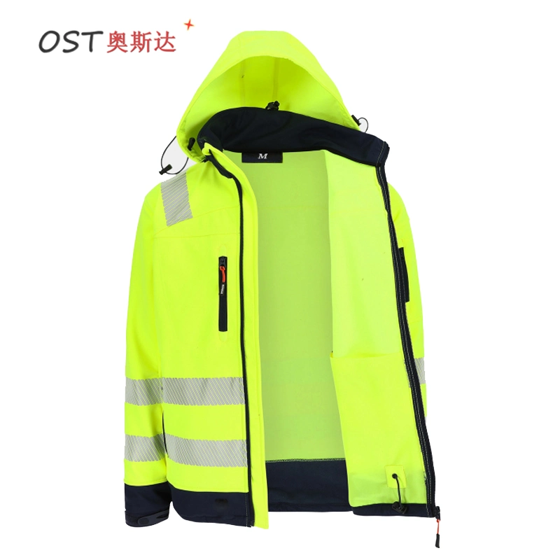Men&prime; S Softshell Jacket with High Visibility Reflective Tape