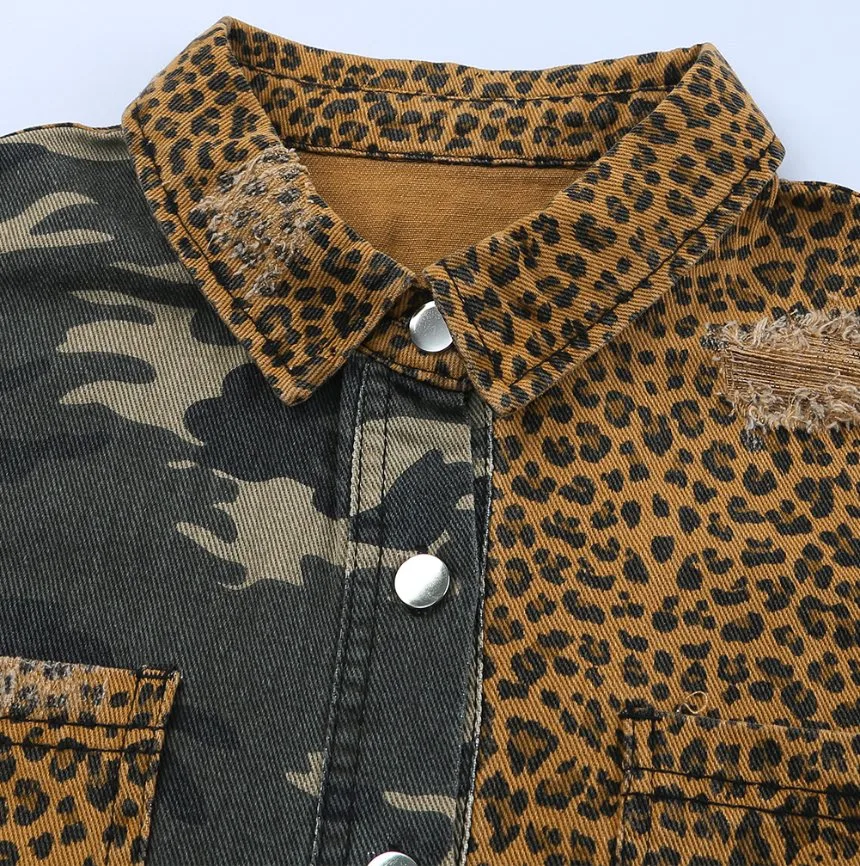 2024 Hot Leopard Shackets Women Long Sleeve Fleece Sherpa Shacket Jacket