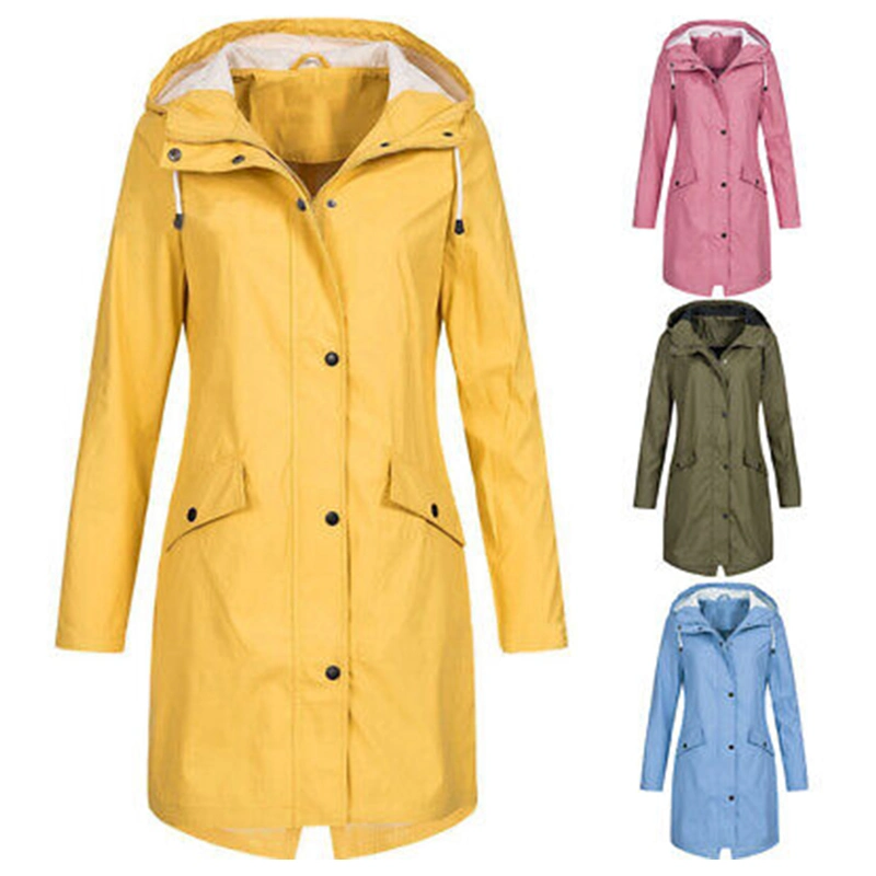 Manufacturer China PU Rain Coat Womens Waterproof Raincoat Ladies Outdoor Rain Jacket